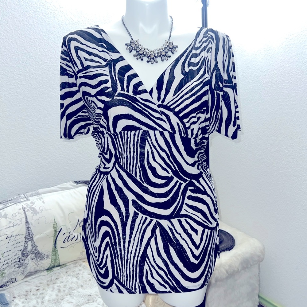 Rouched Side Zebra Top